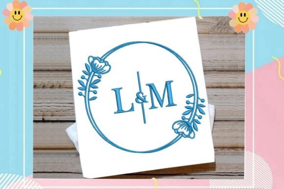 Blue Floral Ring Monogram