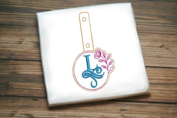 Floral Monogram Keychain L ITH