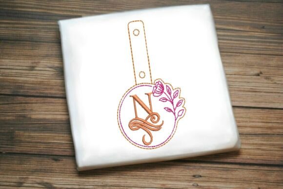 Floral Monogram Keychain N ITH