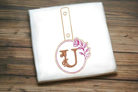 Floral Monogram Keychain U ITH