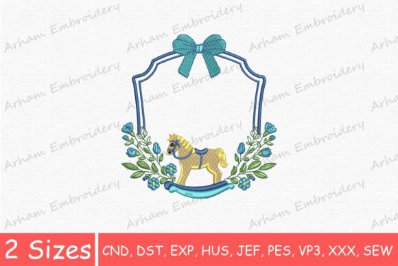 Floral Rocking Horse Monogram with Bow
