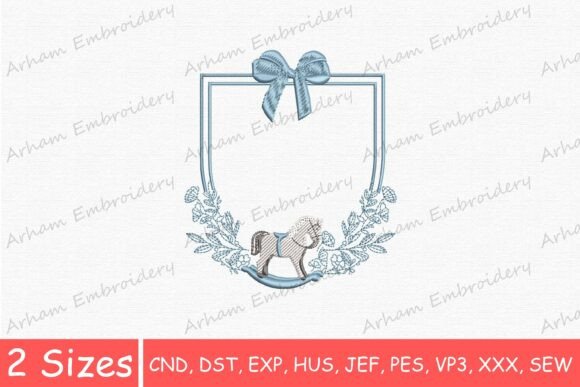Rocking Horse Floral Bow Monogram Frame